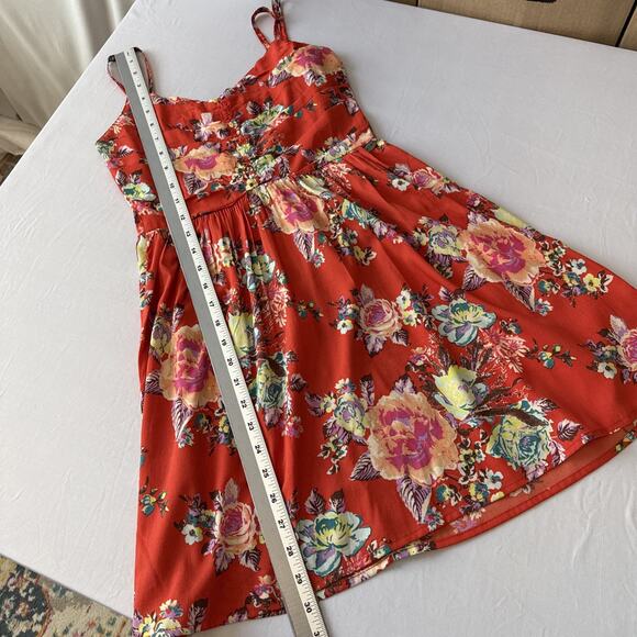 Roxy Women's XS Cottage Red Floral Smocked Mini Sundress Surf Skater Boho - Picture 10 of 12